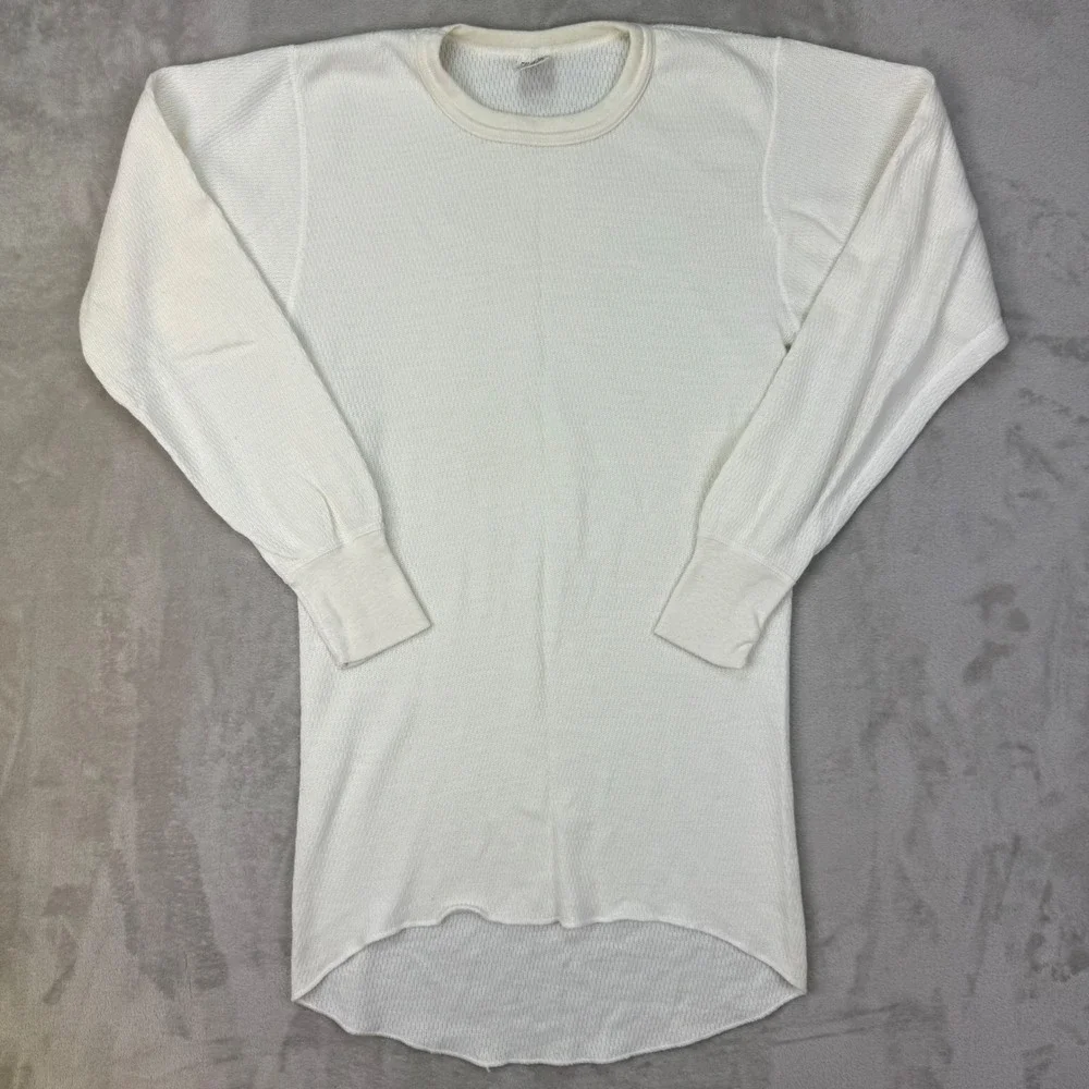 Morgan Mills Arctex Thermal Shirt XL Mens 46-48 White Waffle Knit Vintage USA
